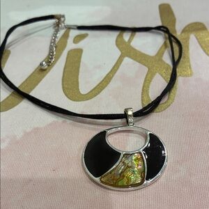 Black Abalone Inlay Pendant Necklace - Women Jewelry